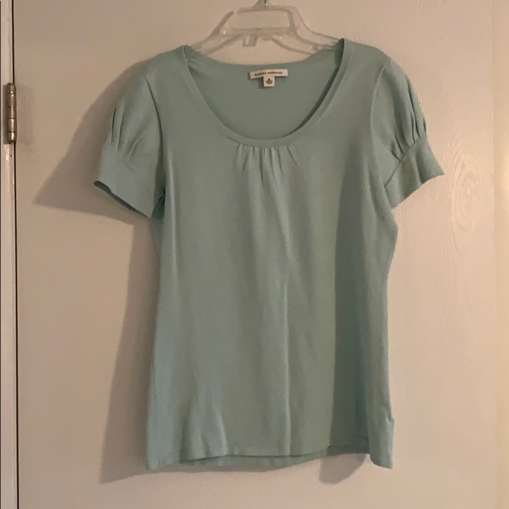 Teal knit blouse